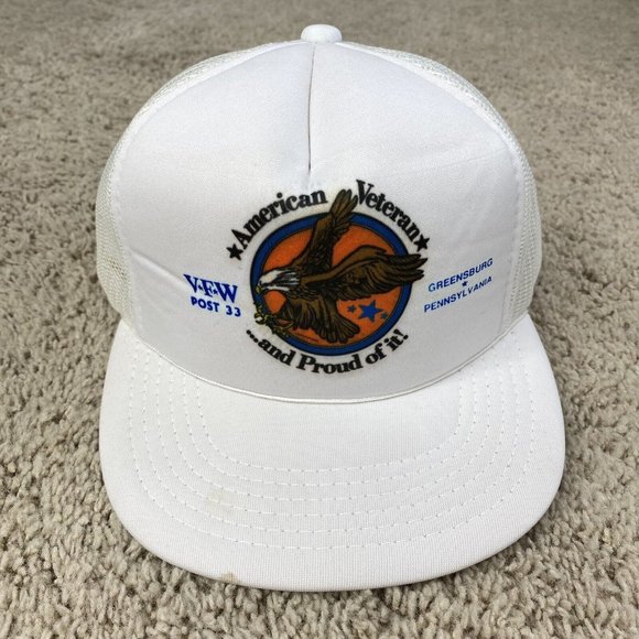 VFW‎ Post 33 Hat -American Veteran and Proud of It -SnapBack Trucker Yupoon Cap - Picture 1 of 10